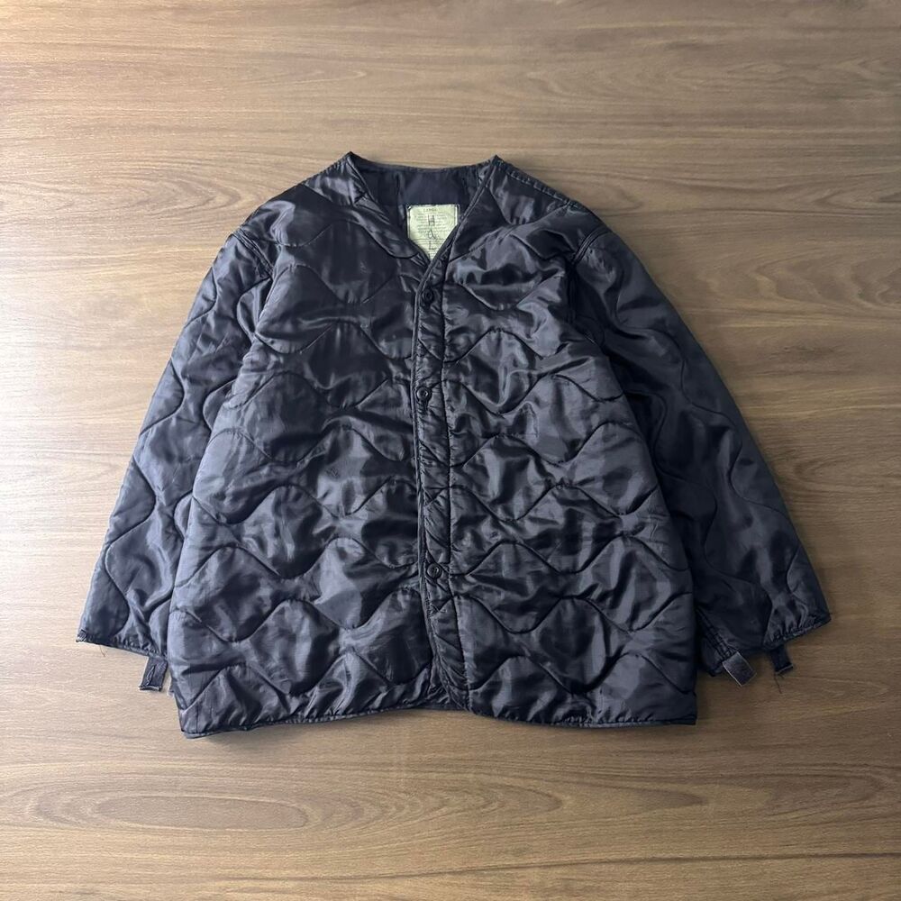 Vintage Black Quilted Military Liner Jacket Size L